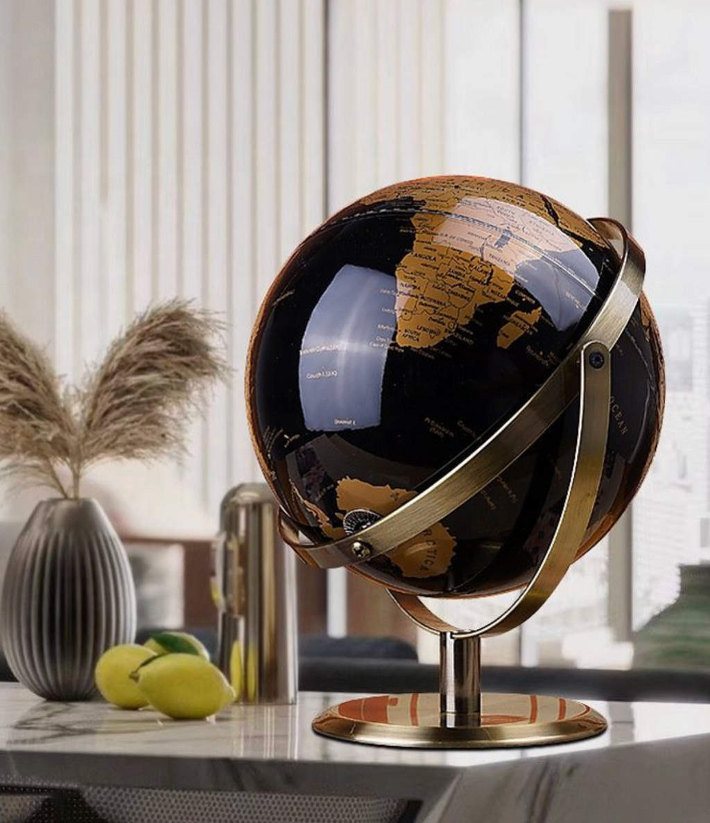 Modern Art Deco Metal Globe